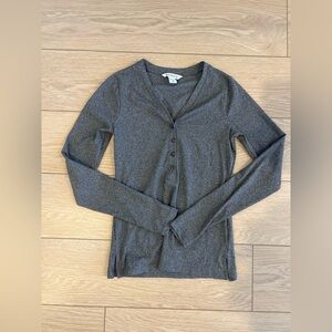Athleta Uptempo ribbed Henley top heathered gray size xs